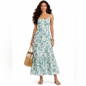 Vanessa Zani made in Italy babydoll midi cami dress floral boho size Small